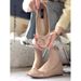 Nude Single Shoes Women's Inner Height Increase Flat-soled Ladyshoes French Temperament Ballet Shoes Light Mouth Soft Sole Doudou Shoes_vogvips.com