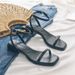 Style Beach Chunky Heel One-Strap Sandals For Women 2023 New Summer Vintage White Fairy Shoes_vogvips.com
