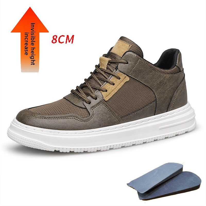 Invisible Inner Height Increase Hollow Men's Shoes Men's Small White Board Shoes Men's Casual Leather Shoes_vogvips.com