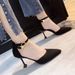 Black High Heels Women 2025 European Station Model Internet Celebrity Fashion Sexy Elegant Pointed Toe One-Strap Thin_vogvips.com