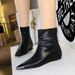 SEVEN BIG TREES Women's Vintage Pointed Toe Ankle Boots With Metal Accents, Low Heel & Hidden Wedge For Height & Comfort, Winter Fashion Booties_vogvips.com