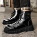 European Warm Series Martin New Autumn Winter British Casual Black Glossy Leather Men's Thick Sole Height Increasing Motorcycle Work Boots_vogvips.com