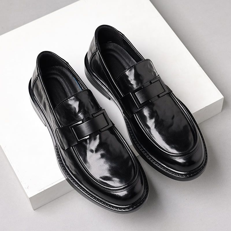 New Made Of Genuine And Cowhide, Men's British Style With Pointed Toe Loafers, Black Business Formal Casual Wedding_vogvips.com
