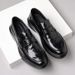 New Made Of Genuine And Cowhide, Men's British Style With Pointed Toe Loafers, Black Business Formal Casual Wedding_vogvips.com