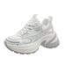 Silver Mesh Dad Shoes For Women 2025 Spring New Platform Thick Sole Height Increasing Slimming Lightweight Casual_vogvips.com