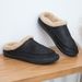 Men's Home Winter Indoor Warm Thick Bottom Plush Waterproof Leather House Slippers Man Suede Cotton Shoes_vogvips.com