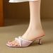 Women's Shoes Summer Sheepskin Fairy Style Square Head Open Toe Outdoor Slippers One Line Temperament Stiletto Sandals 40 Large Size_vogvips.com