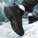 M's Winter Sports Snow Boots With Plush Warm Cotton Shoes, Windproof Lace Up Wear-Resistant Outdoor Hiking Shoes For_vogvips.com