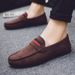 Euro Step Sole Red Casual Men's British Style Work Loafers Soft Leather Shoes Internet Celebrity_vogvips.com