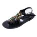 Quality Shoes Unique Hand-embroidered Beaded Ethnic-style T-strap Clip-on Solid Color And Versatile Comfortable Flat_vogvips.com