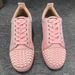 Pink Flannel Suede Leather Women's Sneakers European Style Lace-up Round Toe Studded Board New Flat Shoes For Women_vogvips.com