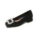 French Thick Heel Single Shoes Women's Black Work Rhinestone High Heels_vogvips.com