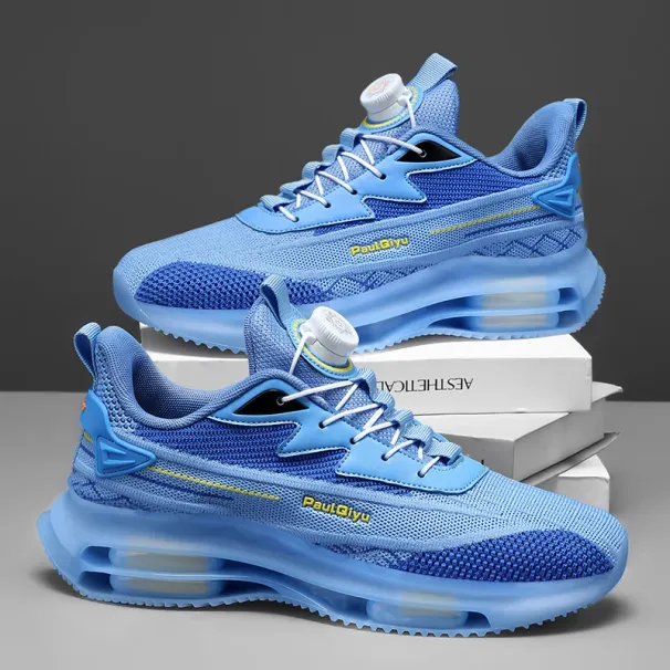 New Thick-soled Air-cushioned Men's Large-sized, Perforated Mesh Design, Elastic Pull-over Style, High-quality Casual Shoes_vogvips.com