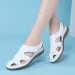Women Genuine Leather Summer Ladies Comfortable Round Toe Ankle Hollow Female Soft Sole Sandals Woman_vogvips.com