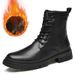 Martin Boots Men's Trendy Velvet Cotton Shoes High-top Wind-top Black Tooling Boots_vogvips.com