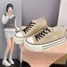 Super Versatile Canvas Shoes For Women, 2026 Summer New Model, Slip-on Round Toe, Lace-up, Non-slip, Thick-soled Casual_vogvips.com