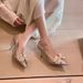 Glitter Rhinestone Bowknot Wide Heel Wedding Bridal Bridesmaid Elegant Women's Shoes For Adult Ceremony_vogvips.com