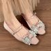Early Spring Bowknot Rhinestone Height-Increasing Women's Soft Sole, Comfortable For The Feet, Pink French Square-Toed_vogvips.com