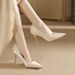 Metal Anti-Kick Pointed Toe Stiletto Suede Satin High Heels Women Solid Color Commuter Thick Sole Work Shoes_vogvips.com