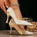 Elegant Glitter High Heels Women Pointed Toe Stiletto Pumps With Iridescent Finish For Party Wedding Evening Events_vogvips.com