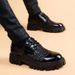 Hair Stylist Platform Summer Breathable Leather For Men Korean Style Business Casual Height Increasing Hollow Thick Sole_vogvips.com