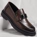 Korean-style Leather Business Casual Slip-on British-style Shoes, Round-toe, Textured, Trendy Men's Loafers SJ8758_vogvips.com