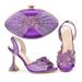 After Party Lace Elastic High Heeled Sandals With The Same Color Three Dimensional Decal Clutch Set_vogvips.com