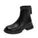 Elastic Thick-Soled Short For Women 2024 New British Style Martin With Back Zipper Slim Brown Autumn Winter Super_vogvips.com
