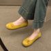 Retro Ballet Flat-soled Red Light-mouth Single Shoes Women's Suede Gentle Soft-soled Doudou Shoes One-pedal Ladyshoes_vogvips.com