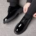 Black For Men Thick Sole Height Increasing Single Large Men's Business Formal Round Toe Leather Shoes Clearance Sale_vogvips.com