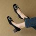 Square Head Single Shoes Women's Flat-bottomed Pearl Xiaoxiangfeng Doudou Shoes Shallow Mouth Soft-soled Commuter Shoes_vogvips.com