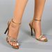Cross-border European And American Style Solid Color Pointed Toe Snake Pattern Rhinestone Chain Stiletto Sandals Women's_vogvips.com