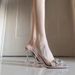 Upgraded New European And American Style Wine Glass Heel Fashionable Transparent Sunflower Rhinestone Closed-Toe Sandals_vogvips.com