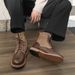European Retro Thick-soled Heightening Martin Boots Lace-up Splicing Tooling Boots Men's Boots_vogvips.com