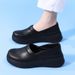 Nurse Shoes Leather Women's Soft-soled Non-slip Work Shoes Black Platform Shoes_vogvips.com