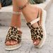 Shoes Sandals Wedge Heel Thick Bottom Leopard Print Flip Flops Sandals_vogvips.com