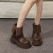 Brown For Women 2024 New Autumn Thick-Soled Mid-Calf Two-Way Slim Short Boots With A High-End Feel_vogvips.com