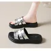 Slippers Women Summer Flat Shoes Female Slides Pantofle Fashion Platform Low Rome Scandals PU Fabric Rubber Hoof 250321_vogvips.com