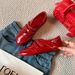Cowhide Edition~Red French Mary Jane Women's Velcro Ballet Single Flat Casual Training Shoes_vogvips.com