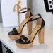 Women's Elegant Strappy Open-Toe High Heel Sandals With Chunky Heel & Platform Black Brown White Sizes 34-40 Super High Heel Waterproof Platform Shoes_vogvips.com