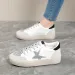 Womens White Leather Sneakers With Silver Fashionable Glitter Star And Toe Cap_vogvips.com