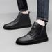 Martin Boots Men's Velvet Thermal Leather Zipper Top Layer Short Boots High Top Cotton Shoes_vogvips.com