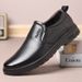 Men's Middle-Aged And Elderly Cowhide Slip-On Casual Leather Shoes Lightweight Soft Sole Business Formal Wear_vogvips.com