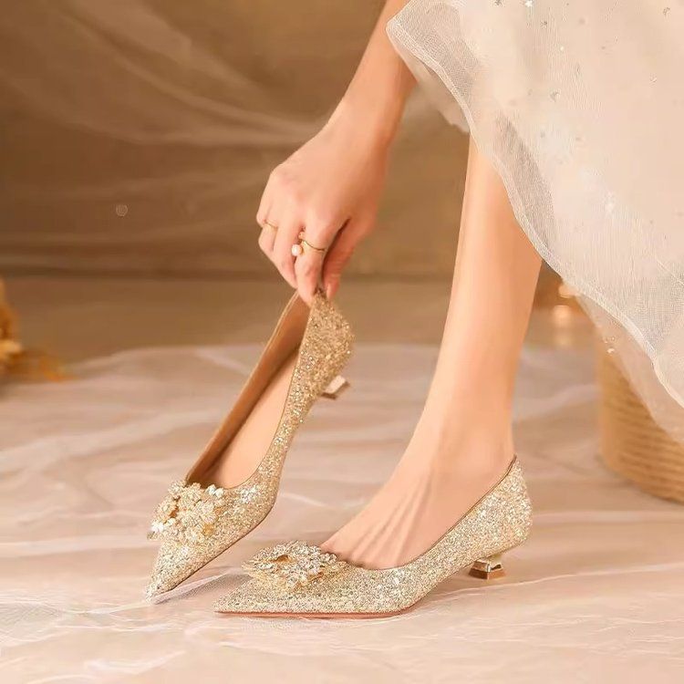 Pointed Toe Single Xiuhe French Style Wedding Shoes, Bride Shoes For Women, 2024 New Style, Stiletto High Heels_vogvips.com