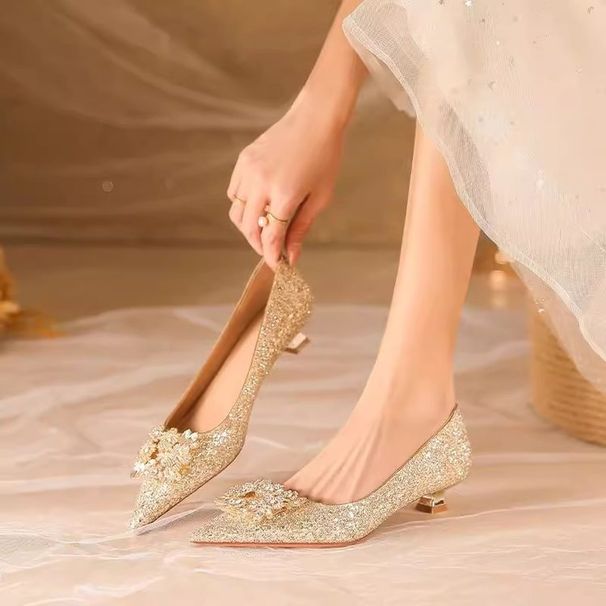 Pointed Toe Single Xiuhe French Style Wedding Shoes, Bride Shoes For Women, 2024 New Style, Stiletto High Heels_vogvips.com