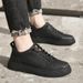 Splicing Shallow Mouth Hollow Casual Single Shoes Flat Heel Invisible Heightening Sports Round Head Board Shoes Hollow Shoes_vogvips.com