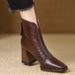 Women's Plus Size High Heeled Fashion Boots Back Zipper Chunky Heel Retro Square Toe Slim Ankle Autumn New Style_vogvips.com