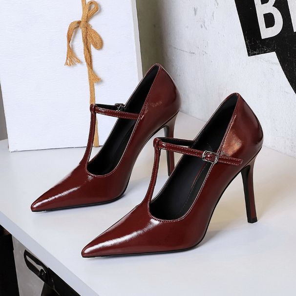Women's Shoes Banquet Hollowed Out Pointed High Heels For Women, Stiletto Heels, T Strap Strap, Super High Heels, Low Mouth._vogvips.com