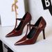 Hollow Pointed High Heels Women's Thin Heel T-shaped Buckle Super High Heel Shallow Mouth Single Shoes_vogvips.com