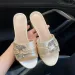 Cross Border New Casual Rhinestone Slippers Women Suitable For Wearing Outside With Medium And Thick Heel Slip On Style_vogvips.com